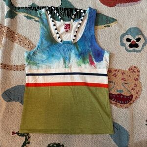 Adventures des Toiles sz 36 sporty unique quirky tie dye striped cami tank